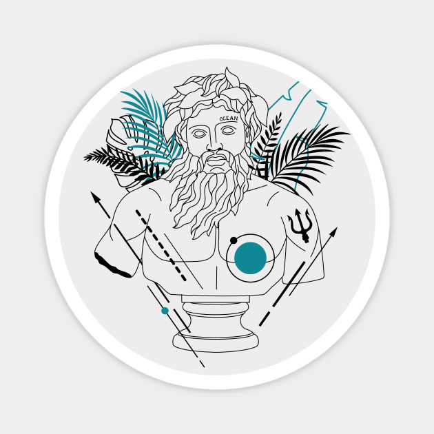 Funny Hipster Poseidon Greek God // Funny Greek Mythology Magnet by SLAG_Creative